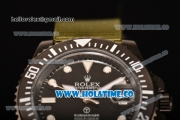 Rolex Submariner Asia Automatic PVD Case with White Dot Markers and Army Green Nylon Strap