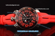 Gaga Milano Chrono 48 Miyota OS20 Quartz PVD Bezel with Black Dial and Red Numeral Markers