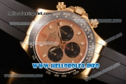 Rolex Daytona Chrono Swiss Valjoux 7750 Automatic Yellow Gold Case with Ceramic Bezel Rubber Strap and Gold Dial - Stick Markers (BP)