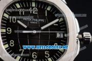 Patek Philippe Aquanaut Swiss ETA 2824 Automatic Steel Case with Black Dial and Black Ruber Strap Stick/Arabic Numeral Markers (BP)