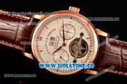 A.Lange&Sohne Tourbilon Pour Le Merite Asia Automatic Rose Gold Case with White Dial and Brown Leather Strap