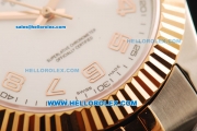 Rolex Datejust II Oyster Perpetual Automatic Movement Steel Case with White Dial and Rose Gold Bezel-Two Tone Strap