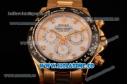 Rolex Daytona Chrono Swiss Valjoux 7750 Automatic Yellow Gold Case/Bracelet with Ceramic Bezel White Dial and Diamonds Markers (BP)