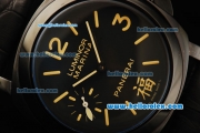 Panerai Luminor Marina PAM00366 Manual Winding Movement ETA Coating Case with Yellow Markers and Black Leather Strap