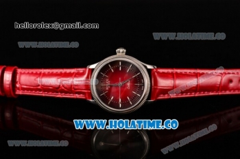 Rolex Cellini Time Asia 2813 Automatic Steel Case with Silver Stick Markers and Black/Red Dial