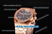 Audemars Piguet Royal Oak Chrono 41MM Swiss Valjoux 7750 Automatic Full Rose Gold with Blue Dial and Stick Markers (EF)