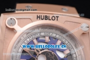 Hublot Masterpiece MP 08 Antikythera Sunmoon Asia 2813 Automatic Rose Gold Case Skeleton Dial Stick Markers and Blue Leather Strap