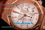 Audemars Piguet Royal Oak Chrono 41MM Swiss Valjoux 7750 Automatic Rose Gold Case with White Dial Stick Markers and Brown Leather Strap (EF)