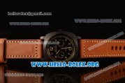 Panerai Luminor 1950 PCYC Chrono Flyback Asia Automatic PVD Case with Black Dial and Brown Leather Strap PAM653B