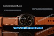 Panerai Luminor 1950 PCYC Chrono Flyback Asia Automatic PVD Case with Black Dial and Brown Leather Strap PAM653B