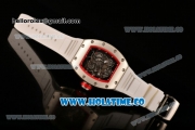 Richard Mille RM 055 Bubba Watson Tourbillon Manual Winding Steel Case with Skeleton Dial and Dot Markers - Red Inner Bezel