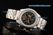 Breitling for Bentley Motors Automatic Tourbillon Silver Case with Black Dial and SSBand-Stick Markers