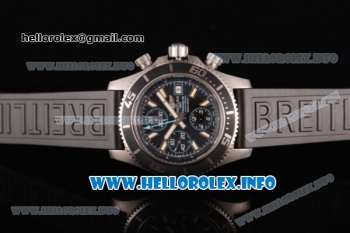 Breitling Superocean Chronograph II Chronograph Swiss Valjoux 7750 Automatic Steel Case with Black Dial Black Rubber Strap and Blue Second Hand