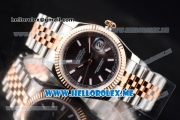 Rolex Datejust Clone Rolex 3135 Automatic Two Tone Case/Bracelet with Stick Markers and Grey Dial (BP)