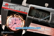 Cartier Ballon Bleu De Medium Chrono Miyota Quartz Rose Gold Case with Pink Dial and Roman Numeral Markers