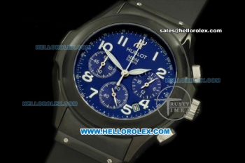 Hublot MDM Chronograph Swiss Quartz Movement PVD Case with Blue Dial and Black Rubber Strap