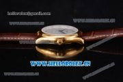 Longines Master Date Swiss ETA 2824 Automatic Yellow Gold Case with White Dial Arabic Numeral Markers and Brown Leather Strap