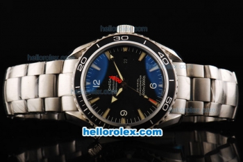 Omega Seamaster Automatic Movement ETA Coating Case with Black Bezel-Black Dial and Stick/Numeral Markers-SS Strap