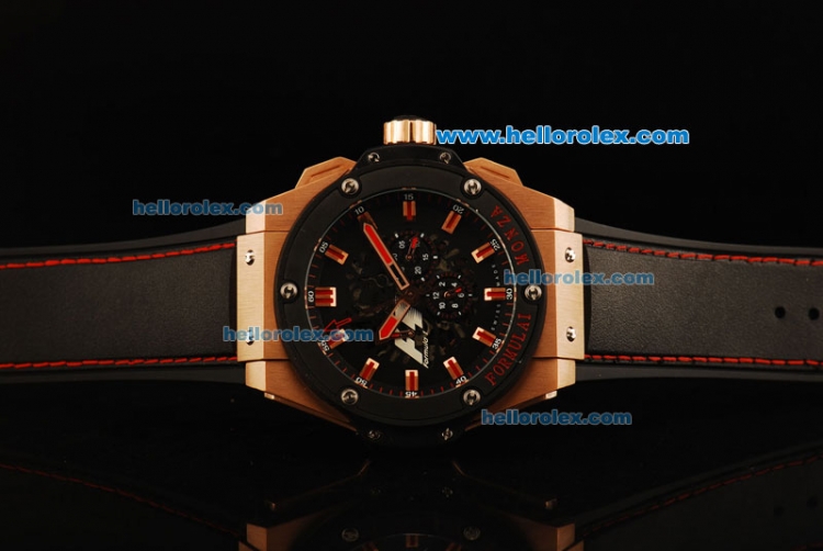 Hublot King Power F1 Monza Automatic Movement Rose Gold Case with PVD Bezel and Black Dial - Click Image to Close