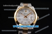 Rolex Day-Date II Asia Automatic Two Tone Case/Bracelet with Silver Dial and Arabic Numeral Markers