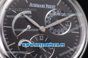 Audemars Piguet Jules Audemars Dual Time Asia ST25 Automatic Steel Case Black Dial Stick Markers and Black Leather Strap