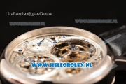 Breguet Classique Complications Swiss Tourbillon Manual Winding Steel Case with Skeleton Dial and Black Leather Strap