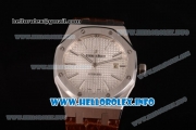 Audemars Piguet Royal Oak 41 Clone AP Calibre 3120 Automatic Steel Case with White Dial Stick Markers and Brown Leather Strap (BP)