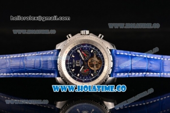 Breitling Bentley Tourbillon Automatic Movement Steel Case with Stick Markers and Blue Leather Strap