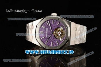 Audemars Piguet Royal Oak Tourbillon Swiss Tourbillon Manual Winding Movement Steel Case Purple Dial With Stick Markers Steel Bracelet