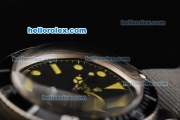 Rolex Submariner Oyster Perpetual Swiss ETA 2836 Automatic Movement Black Dial with Yellow Markers and Grey Nylon Strap