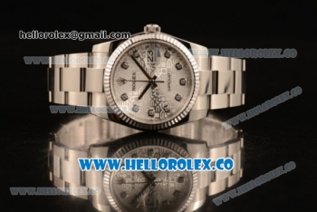 Rolex Datejust Clone Rolex 3135 Automatic Stainless Steel Case/Bracelet with Silver Dial and Diamonds Markers - 1:1 Original (MARK F)