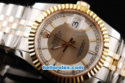 Rolex Datejust Swiss ETA 2836 Automatic Movement 18K Gold Never Fade with Stick Markers and Grey Dial-Two Tone