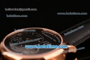 A.Lange&Sohne Lange 1 Tourbillon Asia Automatic Rose Gold Case with Black Leather Bracelet and Black Dial