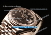 Rolex Datejust 37mm Swiss ETA 2836 Automatic Steel Case with Jubilee Steel Bezel Black Dial Diamond Steel Bracelet