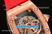 Richard Mille RM007 Miyota 6T51 Automatic Rose Gold Case with Diamonds Dial and Red Rubber Strap