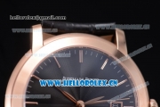 Audemars Piguet Jules Audemars Clone AP Calibre 3120 Automatic Rose Gold Case with Black Dial Black Leather Strap and Stick Markers (EF)