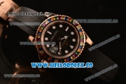 Rolex Yacht-Master 40 Swiss ETA 2824 Automatic Steel Case with Black Dial White Dots Markers Colorful Sapphire Bezel and Black Rubber Strap (NOOB)