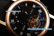 Breguet Classique Complications Swiss Tourbillon Manual Winding Movement Rose Gold Case with Black Dial and White Roman Numerals