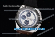 Audemars Piguet Royal Oak Offshore Chrono Miyota OS Quartz Steel Case with White Dial Black Rubber Strap and Stick Markers (EF)