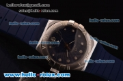 Omega Constellation Swiss ETA Quartz Steel Case with Blue Dial and Blue Rubber Strap