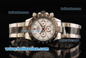 Rolex Daytona Chronograph Miyota Quartz Movement Steel Case with White Dial and Black Bezel - Two Tone Strap