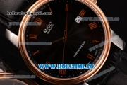 Mido Dorada Miyota Quartz Steel Case with Rose Gold Bezel and Black Dial