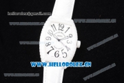 Franck Muller Black Croco Asia Automatic Ceramic Case with White Dial and Arabic Numeral Markers White Leather Strap