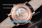 Audemars Piguet Jules Audemars Clone AP Calibre 3120 Automatic Rose Gold Case with Stick Markers Black Dial and Black Leather Strap