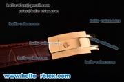 Rolex Day-Date Asia 2813 Automatic Yellow Gold Case with Brown Leather Strap Stick Markers and Brown Dial