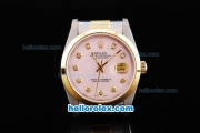 Rolex Datejust Oyster Perpetual Chronometer Automatic Two Tone with Rose Gold Bezel,Pink Dial and Diamond Marking