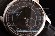 IWC Portuguese Vintage Swiss ETA 2836 Automatic Steel Case with Black Dial - Numeral Markers and Black Leather Strap