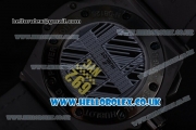 Hublot King Power Chrono Japanese Miyota OS20 Quartz PVD Case with Black Dial Orange Bezel and Black Leather Strap