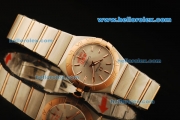 Omega Constellation Swiss ETA Quartz Movement Rose Gold Bezel with Silver Dial and Rose Gold Stick Markers - Lady Model