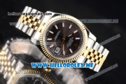 Rolex Datejust Clone Rolex 3135 Automatic Two Tone Case/Bracelet with Grey Dial and Stick Markers (BP)